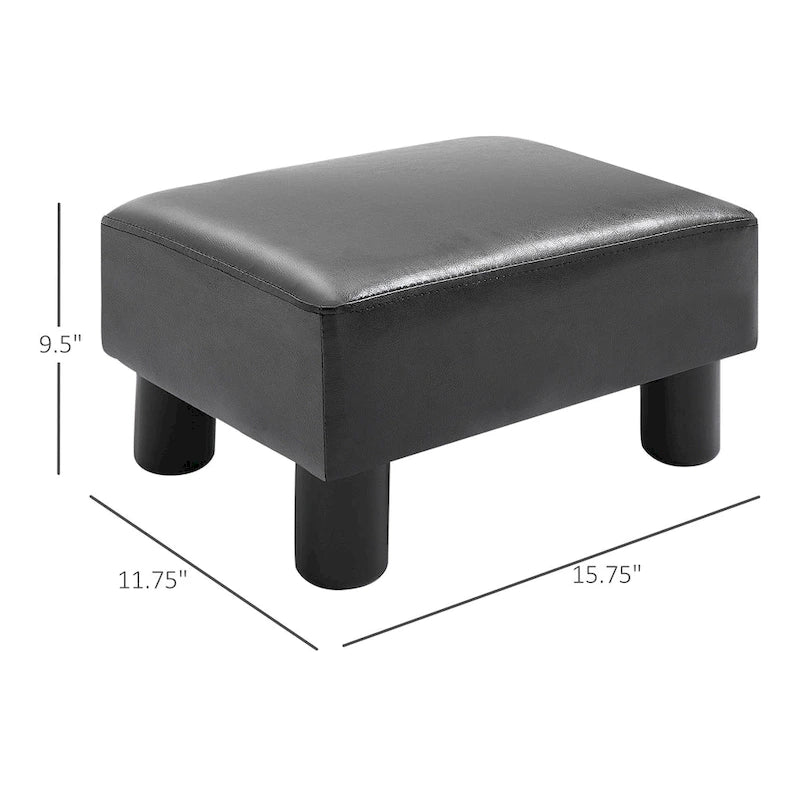 Repose-pieds ottoman rectangulaire moderne en similicuir avec siège rembourré en mousse