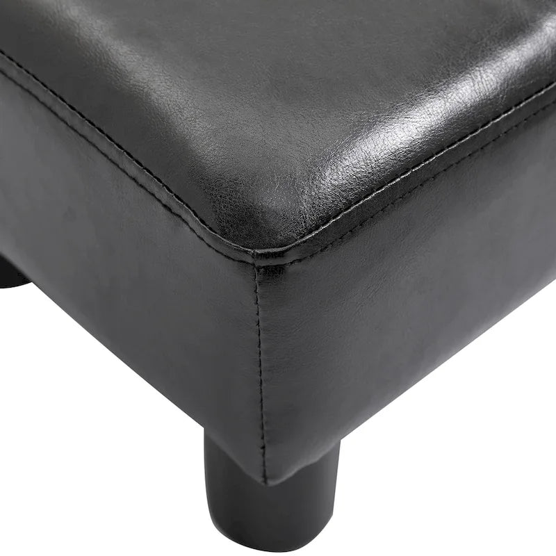 Repose-pieds ottoman rectangulaire moderne en similicuir avec siège rembourré en mousse