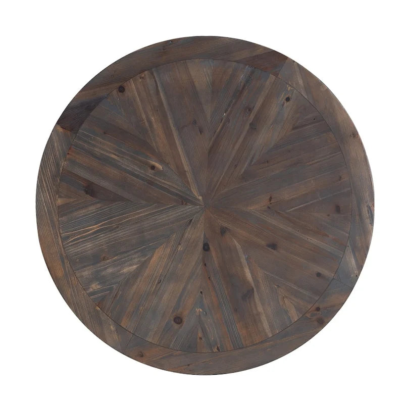 Table basse ronde en bois de récupération style ferme rustique moderne