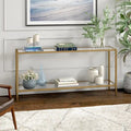 Console rectangulaire large avec étagère en verre - 64 de large