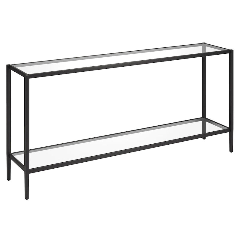 Console rectangulaire large avec étagère en verre - 64 de large