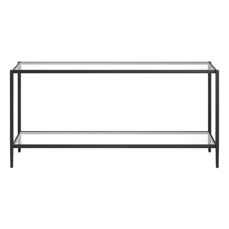 Console rectangulaire large avec étagère en verre - 64 de large