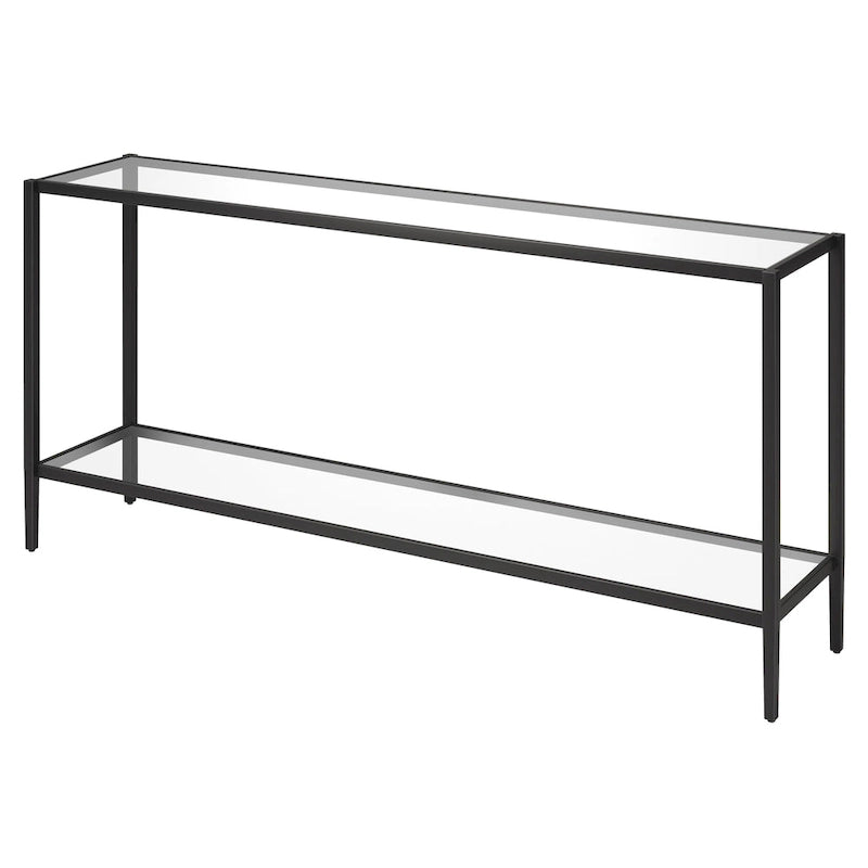 Console rectangulaire large avec étagère en verre - 64 de large