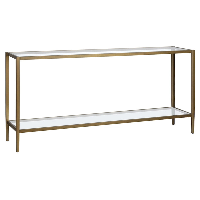 Console rectangulaire large avec étagère en verre - 64 de large