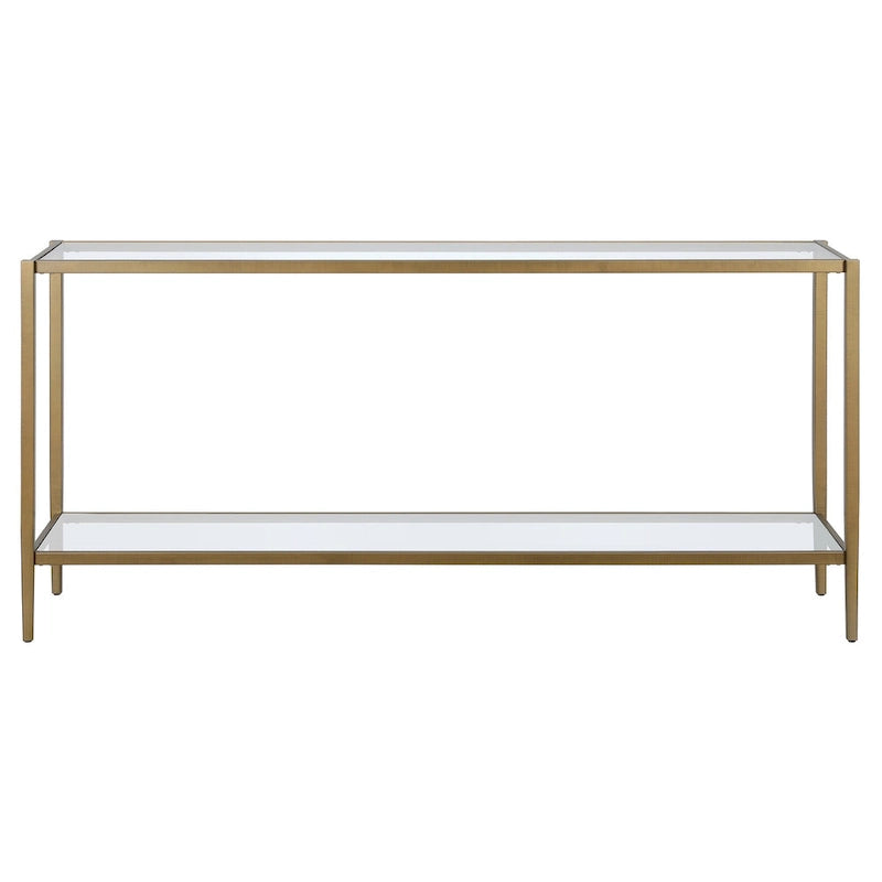 Console rectangulaire large avec étagère en verre - 64 de large