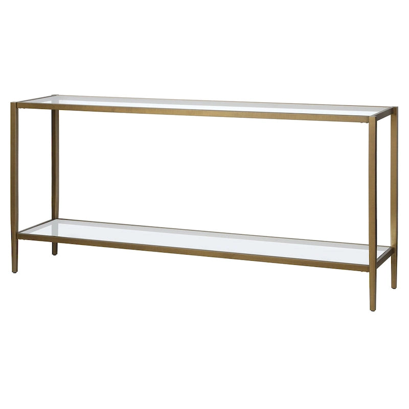 Console rectangulaire large avec étagère en verre - 64 de large