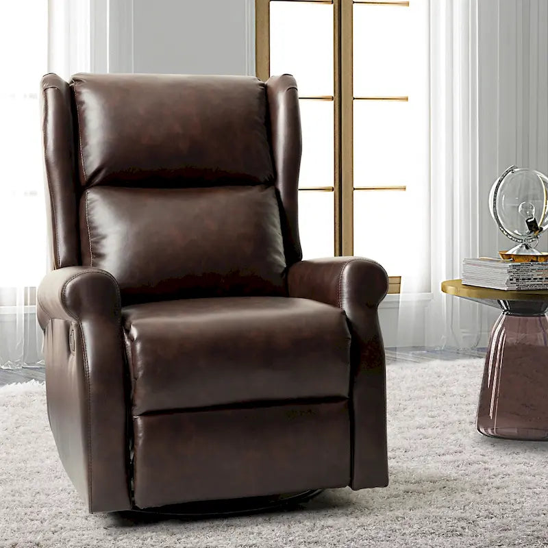 Fauteuil de chambre d'enfant pivotant contemporain en similicuir avec base en métal