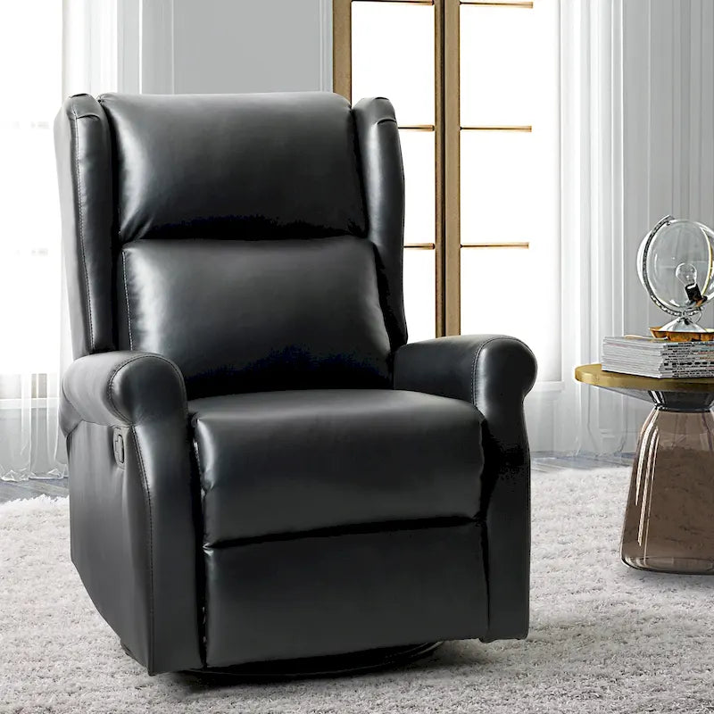 Fauteuil de chambre d'enfant pivotant contemporain en similicuir avec base en métal