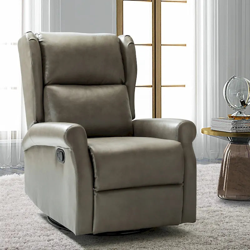 Fauteuil de chambre d'enfant pivotant contemporain en similicuir avec base en métal