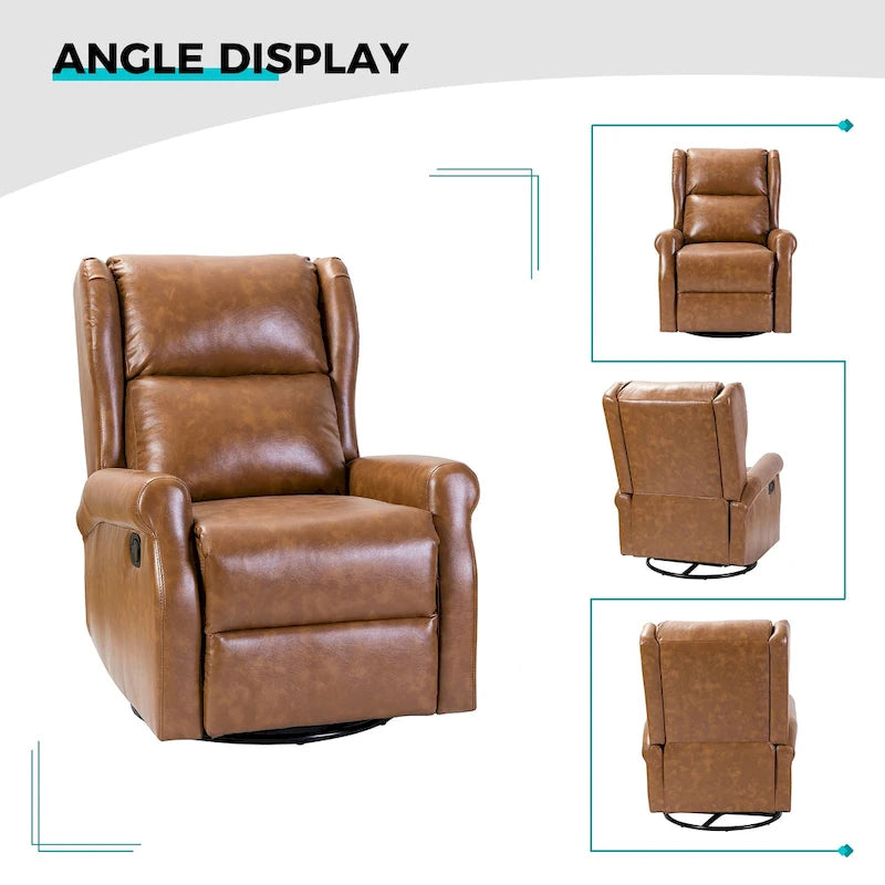 Fauteuil de chambre d'enfant pivotant contemporain en similicuir avec base en métal
