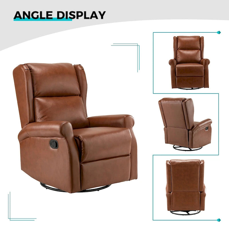 Fauteuil de chambre d'enfant pivotant contemporain en similicuir avec base en métal