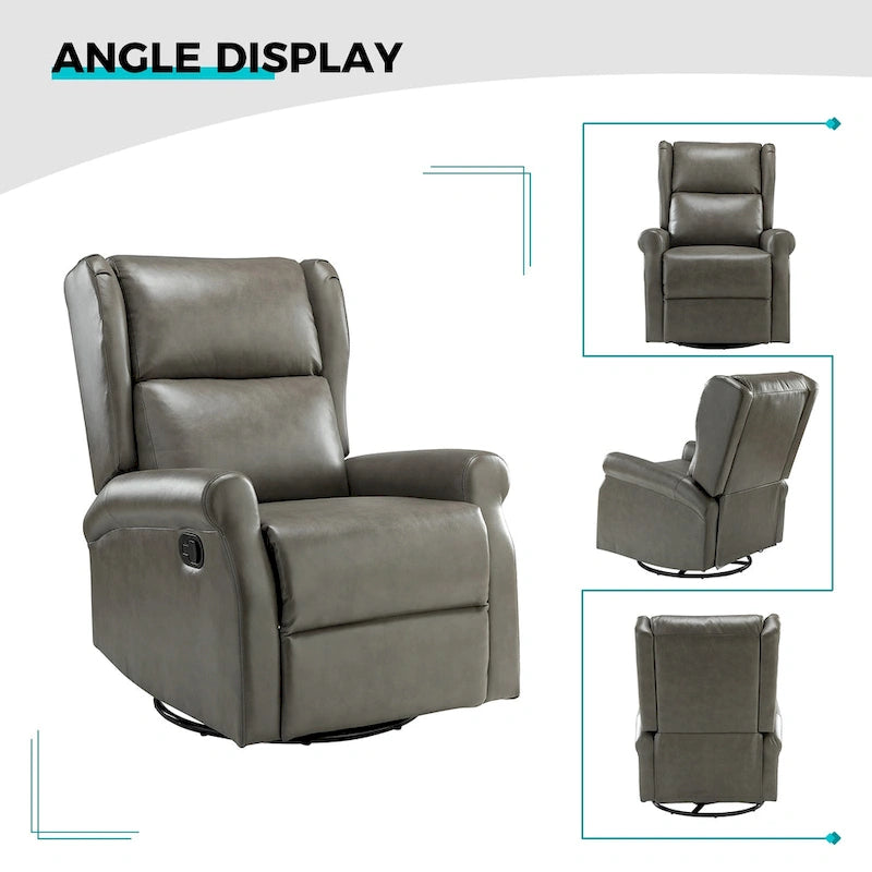 Fauteuil de chambre d'enfant pivotant contemporain en similicuir avec base en métal