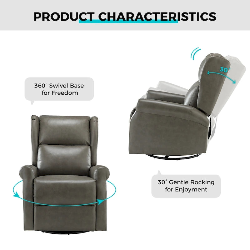 Fauteuil de chambre d'enfant pivotant contemporain en similicuir avec base en métal