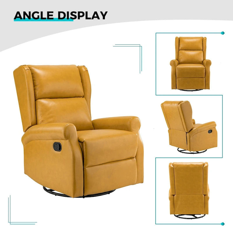 Fauteuil de chambre d'enfant pivotant contemporain en similicuir avec base en métal