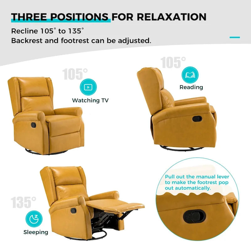 Fauteuil de chambre d'enfant pivotant contemporain en similicuir avec base en métal