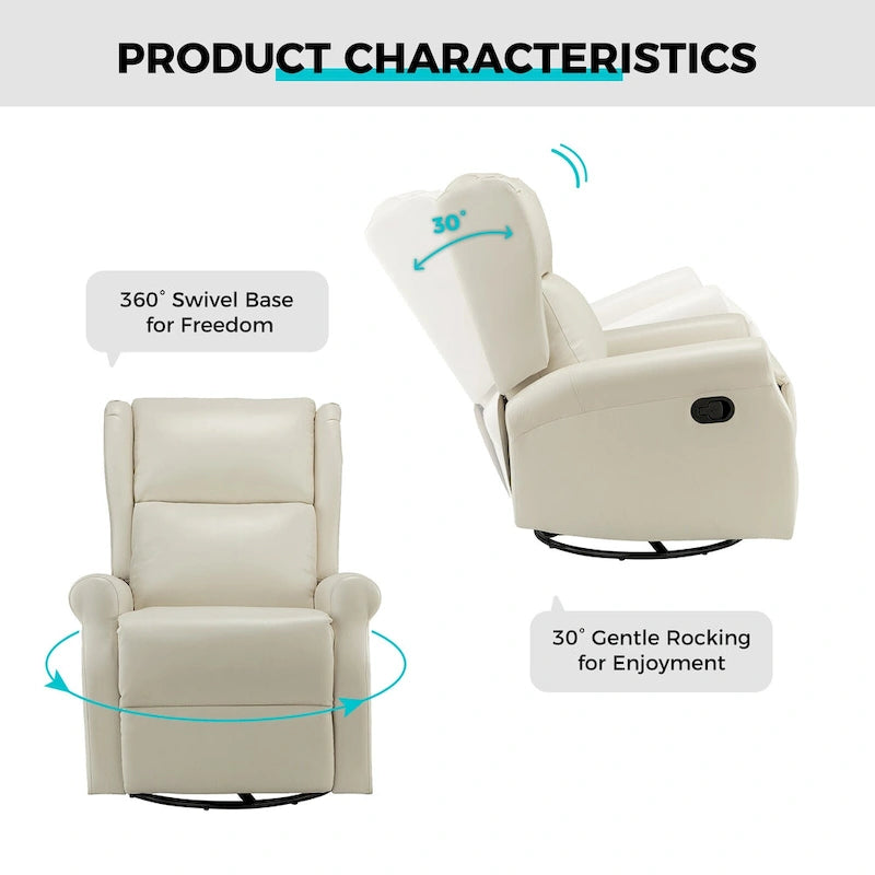 Fauteuil de chambre d'enfant pivotant contemporain en similicuir avec base en métal