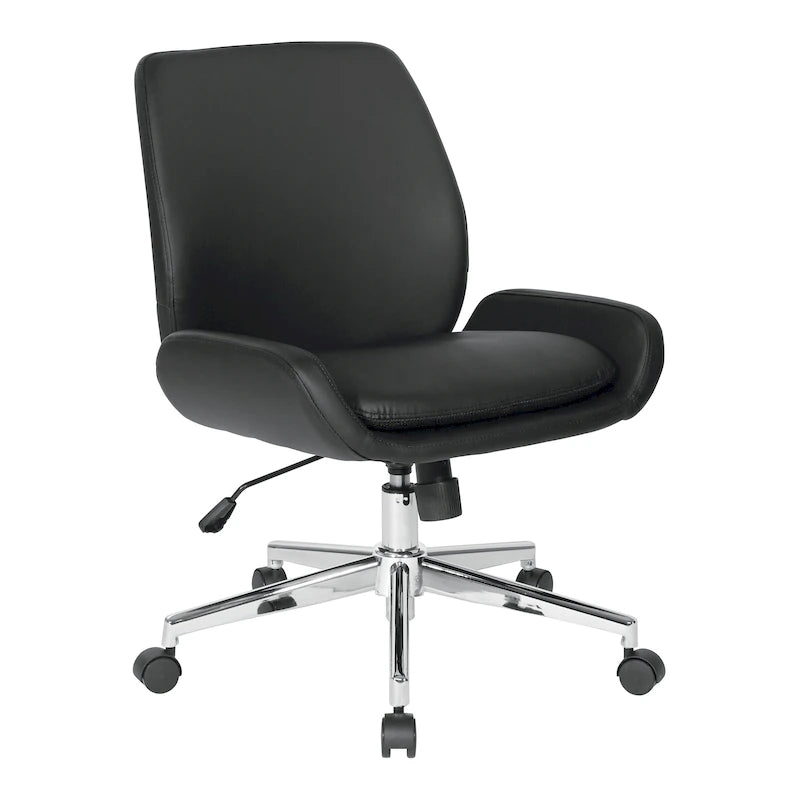 Chaise de bureau en similicuir et piétement chromé