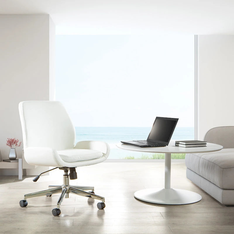 Chaise de bureau en similicuir et piétement chromé