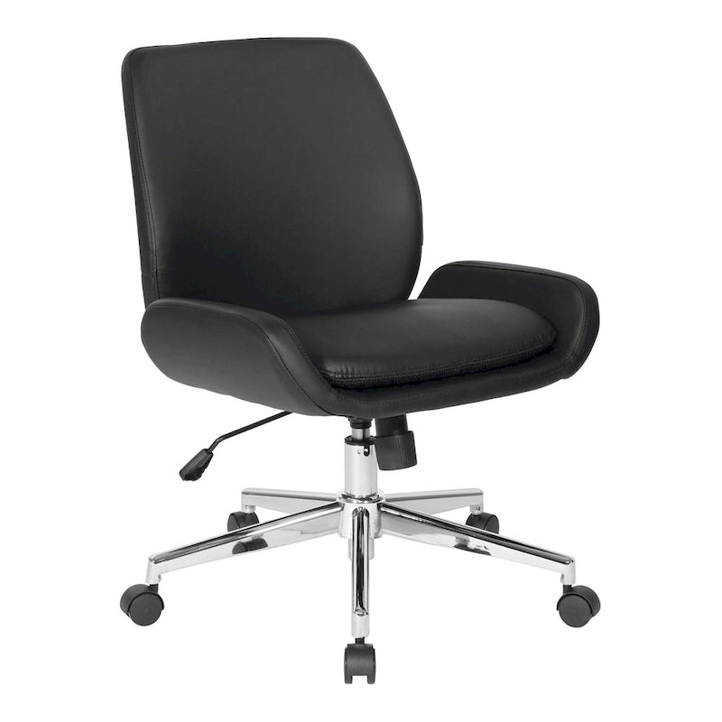 Chaise de bureau en similicuir et piétement chromé