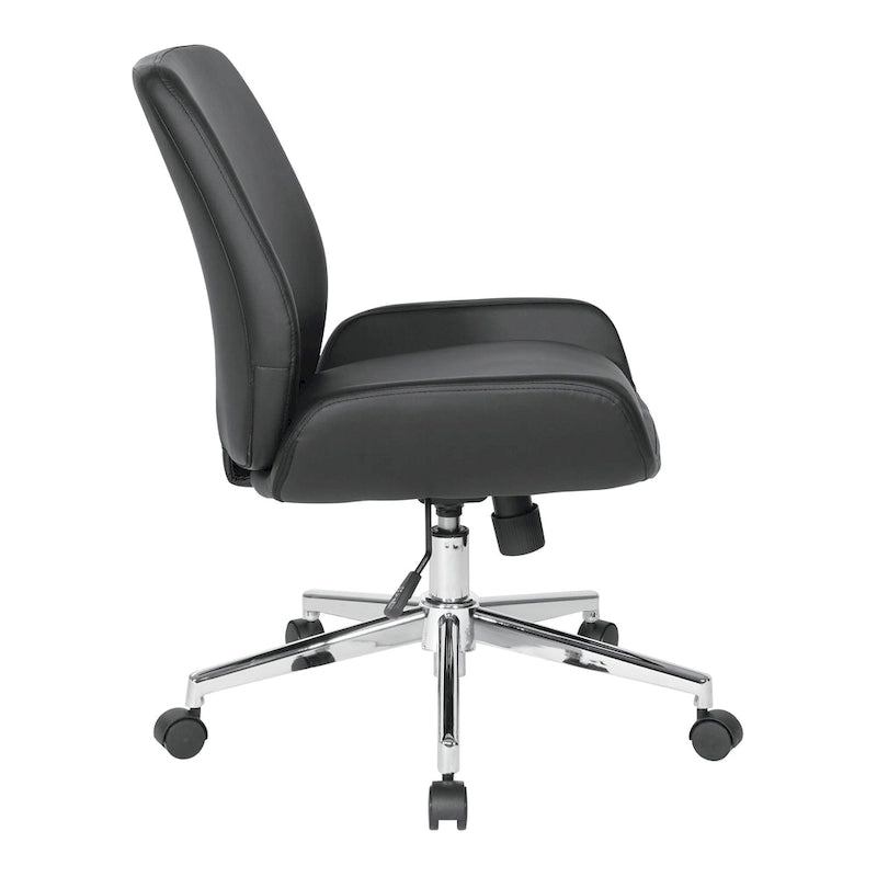 Chaise de bureau en similicuir et piétement chromé