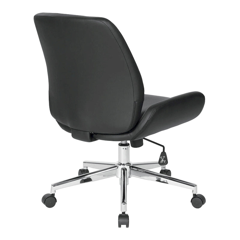 Chaise de bureau en similicuir et piétement chromé