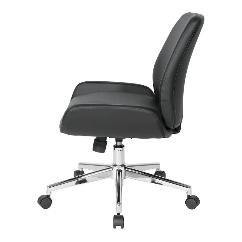 Chaise de bureau en similicuir et piétement chromé