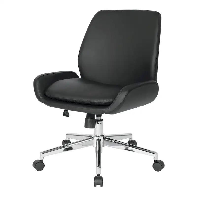 Chaise de bureau en similicuir et piétement chromé