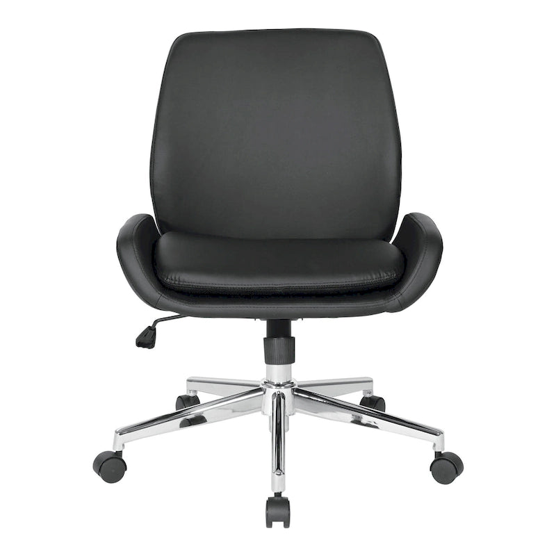 Chaise de bureau en similicuir et piétement chromé