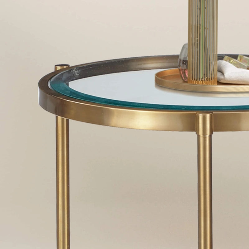 Table d'appoint ronde en verre trempé