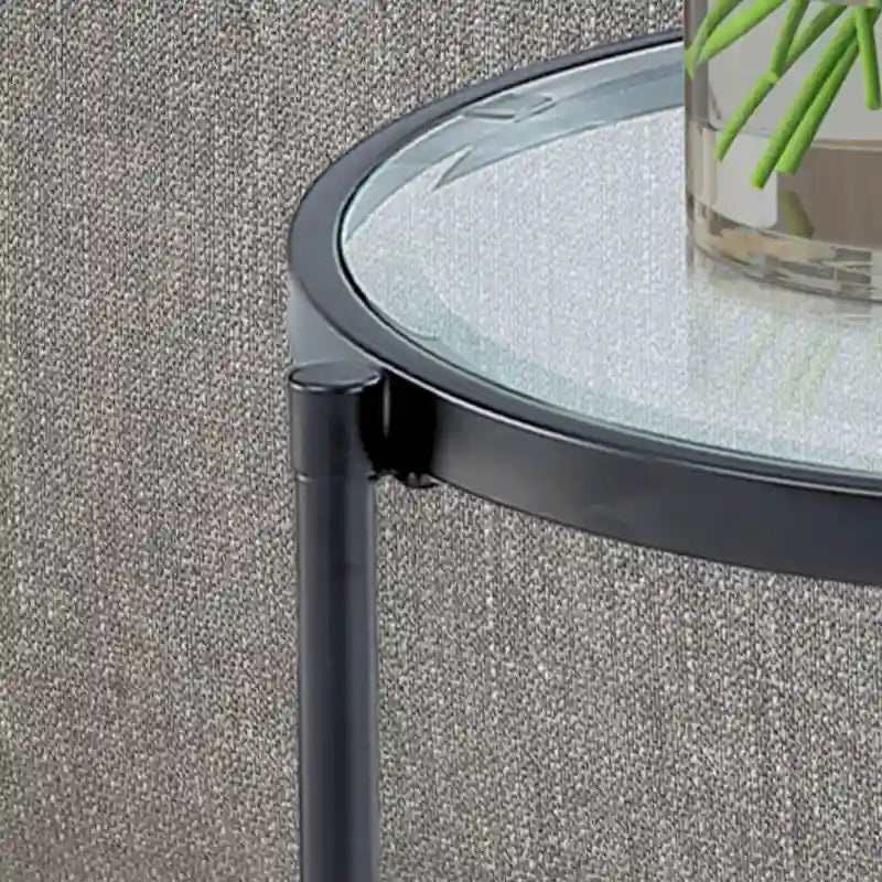 Table d'appoint ronde en verre trempé