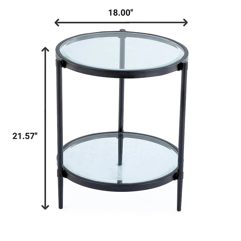 Table d'appoint ronde en verre trempé