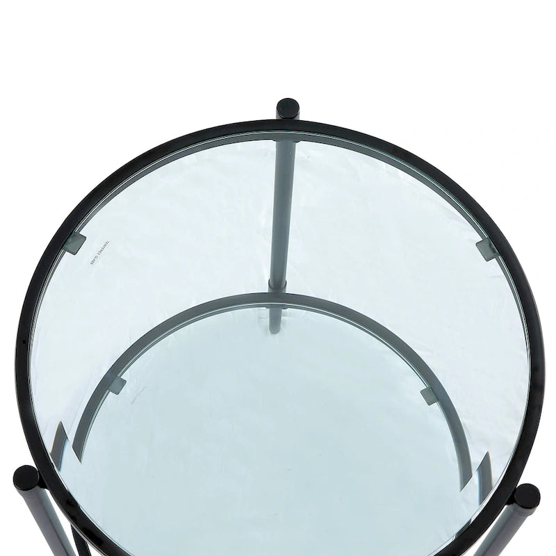 Table d'appoint ronde en verre trempé