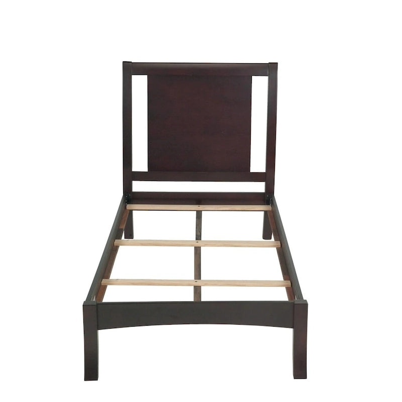 Lit King, tête de lit à panneau de traîneau, acajou marron expresso
