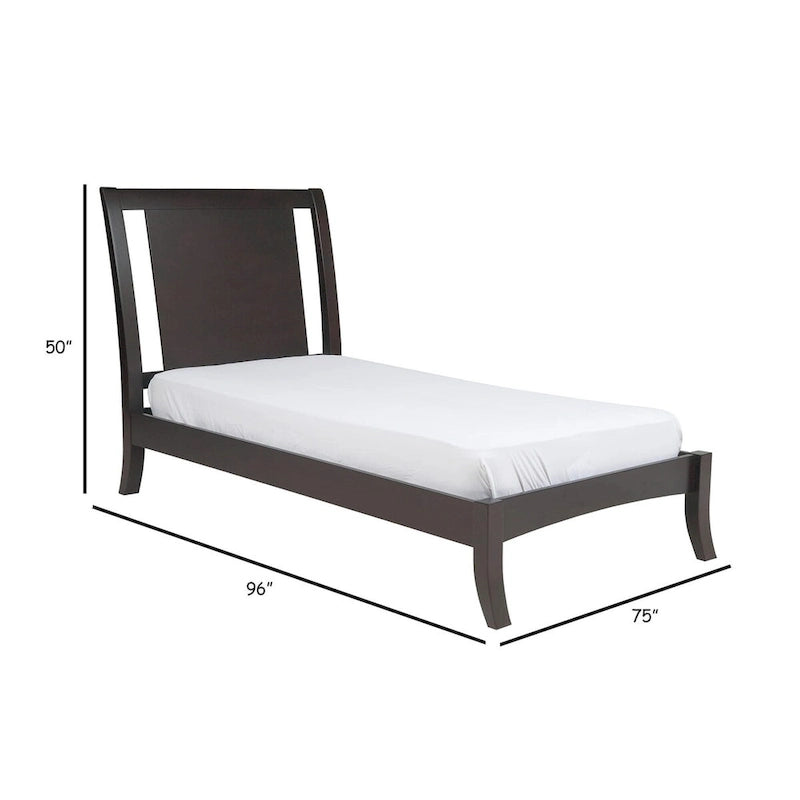 Lit King, tête de lit à panneau de traîneau, acajou marron expresso