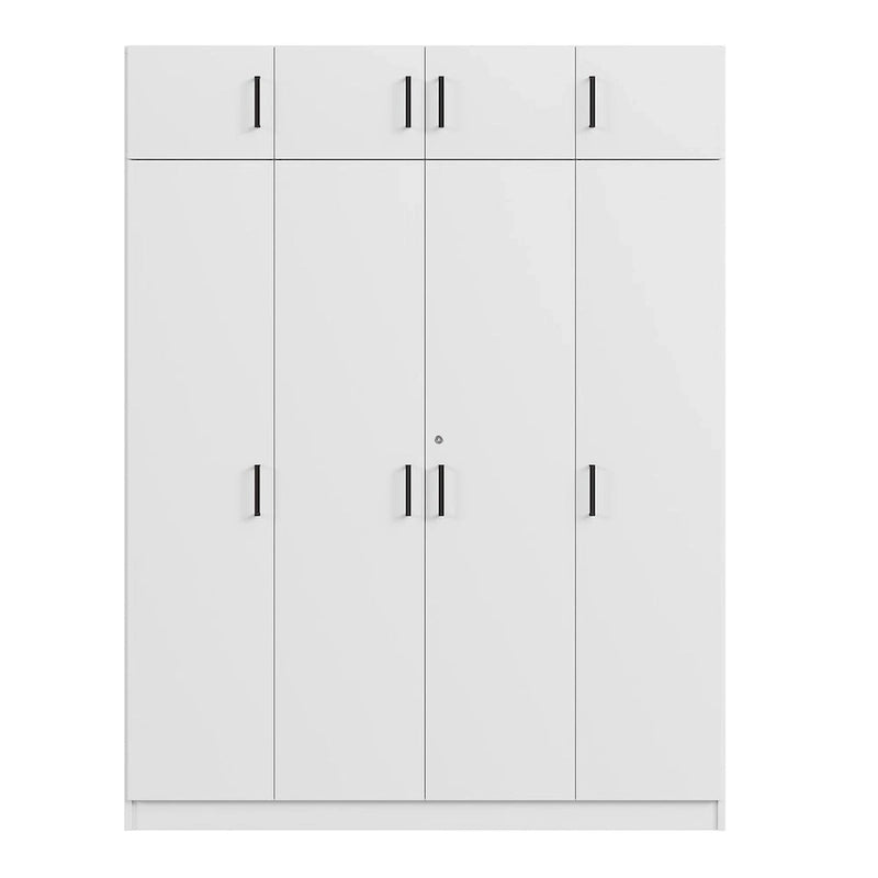 Armoire avec plusieurs rangements et un élément haut.