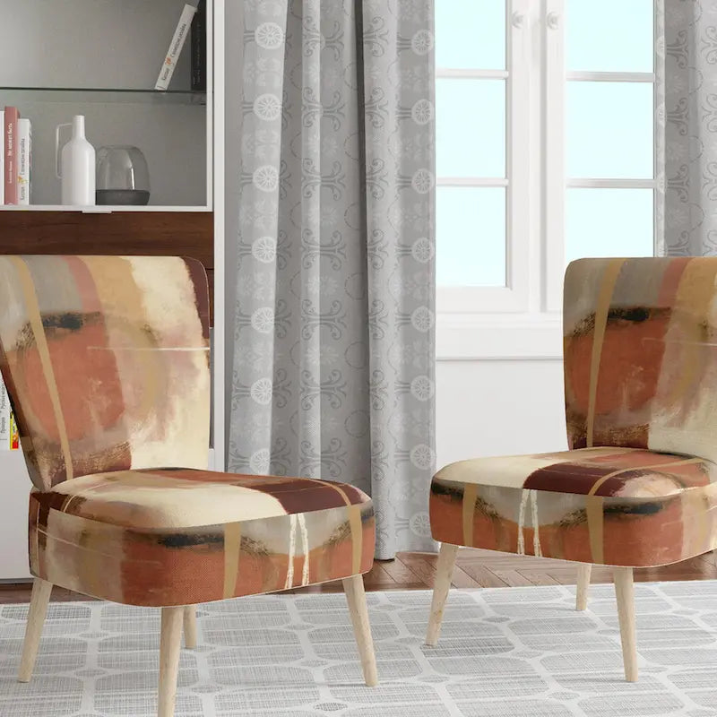 Fauteuil d'appoint abstrait rembourré en marron chocolat et moderne et contemporain