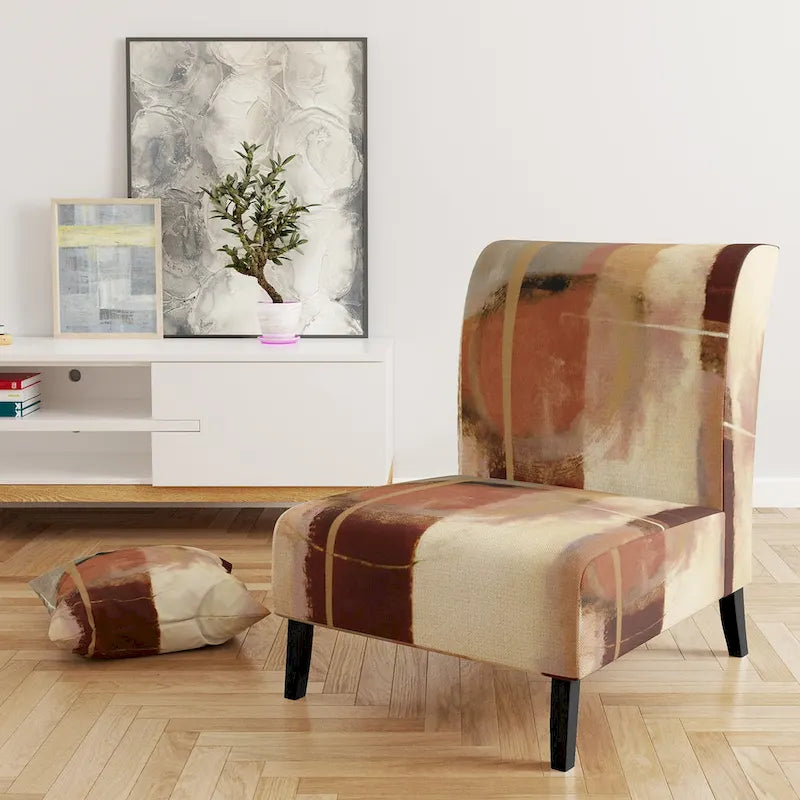 Fauteuil d'appoint abstrait rembourré en marron chocolat et moderne et contemporain