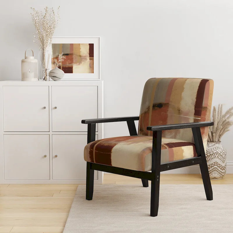 Fauteuil d'appoint abstrait rembourré en marron chocolat et moderne et contemporain