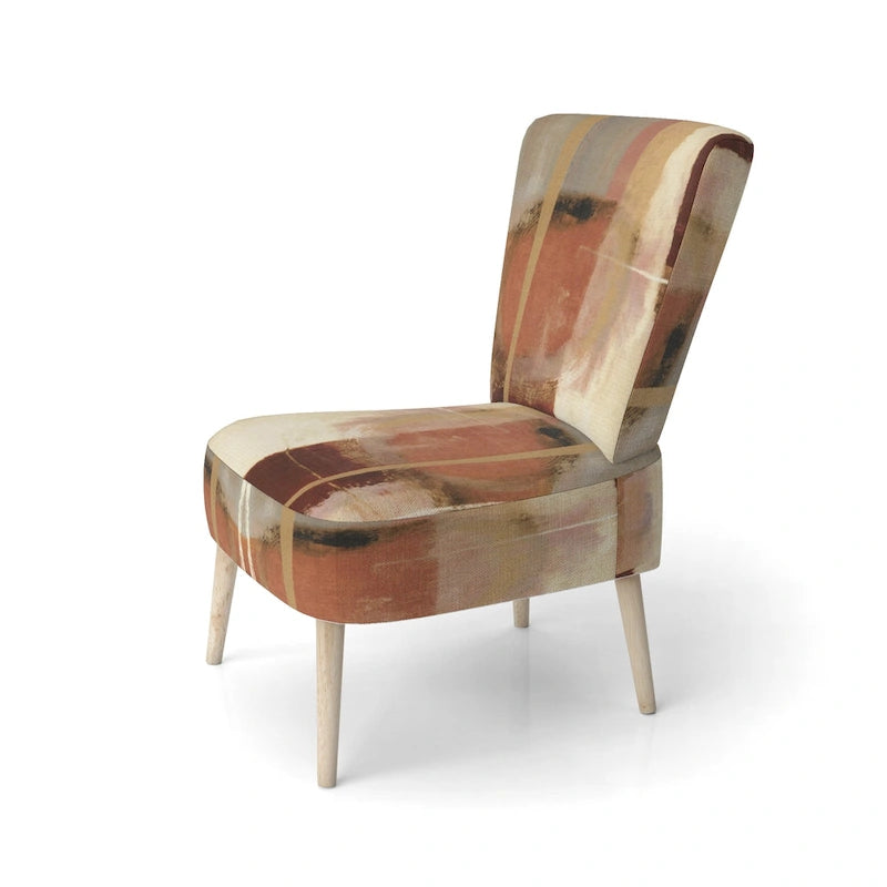 Fauteuil d'appoint abstrait rembourré en marron chocolat et moderne et contemporain