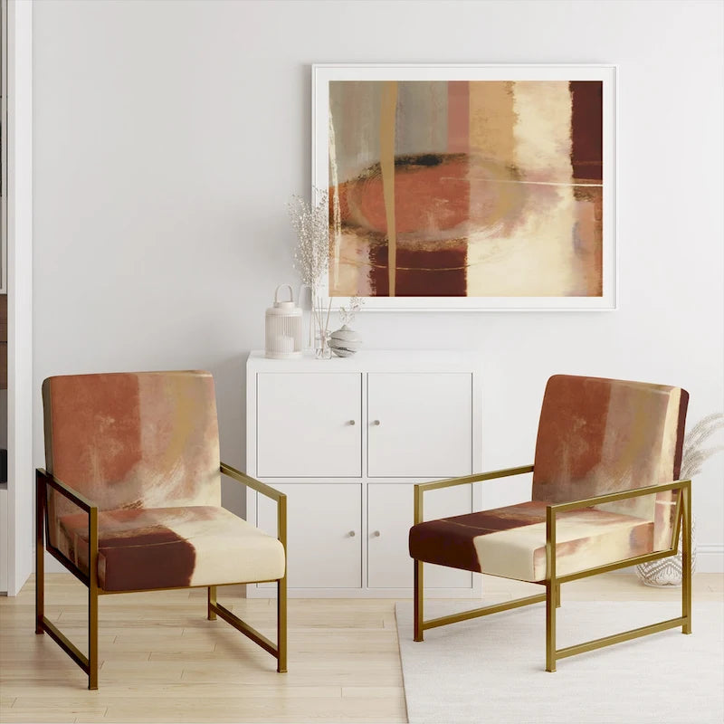 Fauteuil d'appoint abstrait rembourré en marron chocolat et moderne et contemporain
