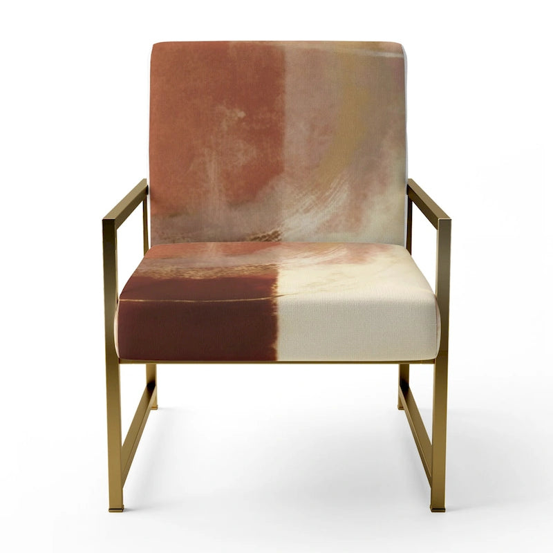 Fauteuil d'appoint abstrait rembourré en marron chocolat et moderne et contemporain