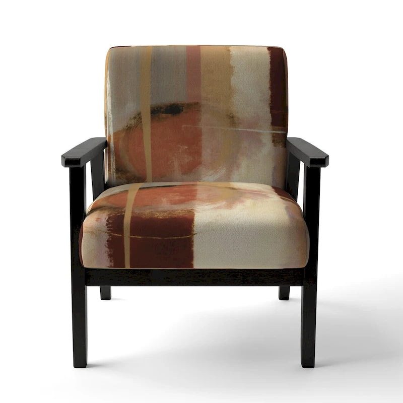 Fauteuil d'appoint abstrait rembourré en marron chocolat et moderne et contemporain