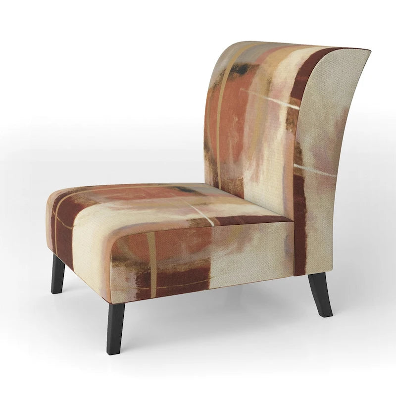 Fauteuil d'appoint abstrait rembourré en marron chocolat et moderne et contemporain