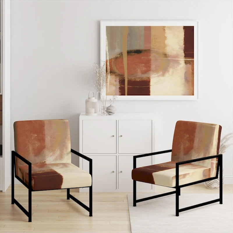 Fauteuil d'appoint abstrait rembourré en marron chocolat et moderne et contemporain