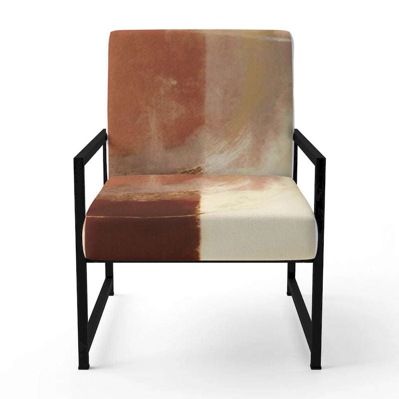 Fauteuil d'appoint abstrait rembourré en marron chocolat et moderne et contemporain