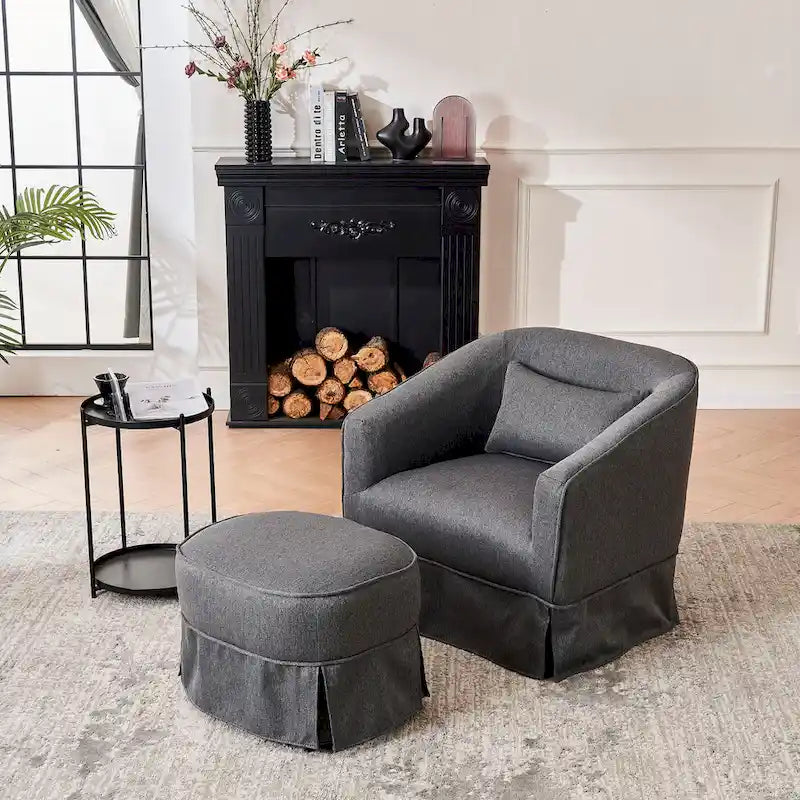 Fauteuil pivotant avec ottoman, Fauteuil d'appoint pivotant pour salon