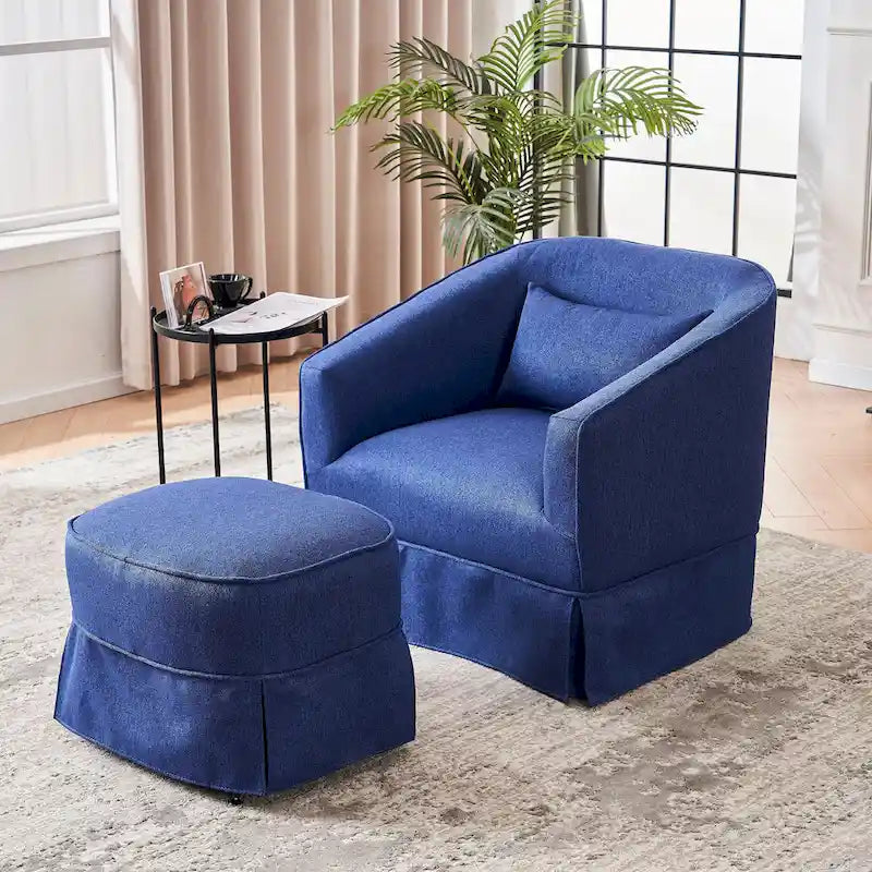 Fauteuil pivotant avec ottoman, Fauteuil d'appoint pivotant pour salon