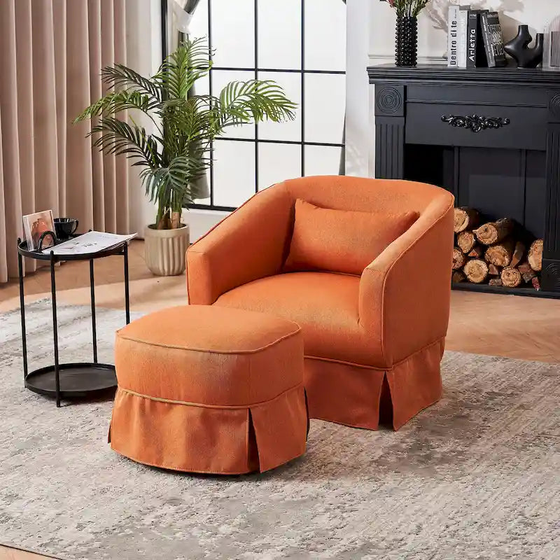 Fauteuil pivotant avec ottoman, Fauteuil d'appoint pivotant pour salon