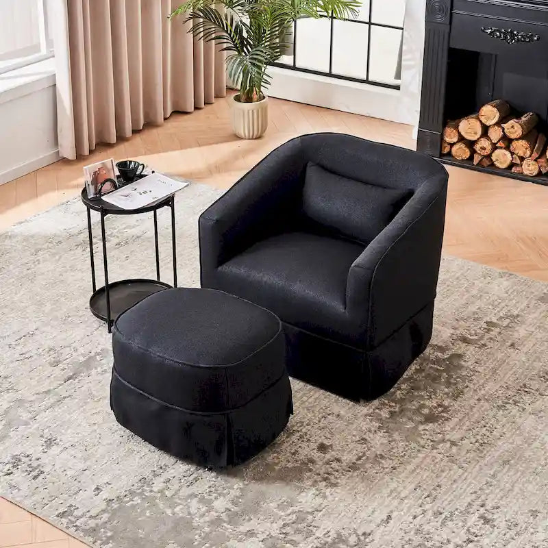 Fauteuil pivotant avec ottoman, Fauteuil d'appoint pivotant pour salon