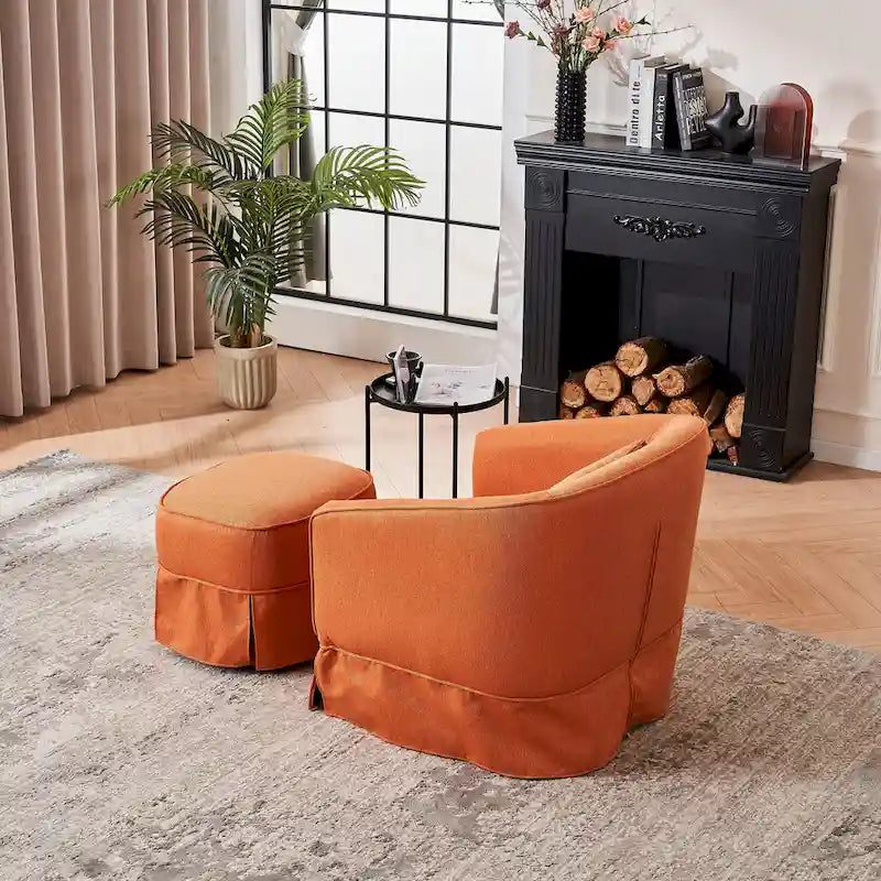 Fauteuil pivotant avec ottoman, Fauteuil d'appoint pivotant pour salon